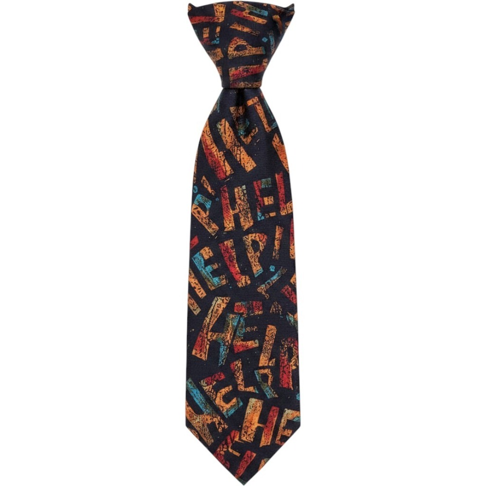 Vintage Commemorative Beatles 100% Silk Tie 'Help'  4 inch‎ Wide Navy Multicolor